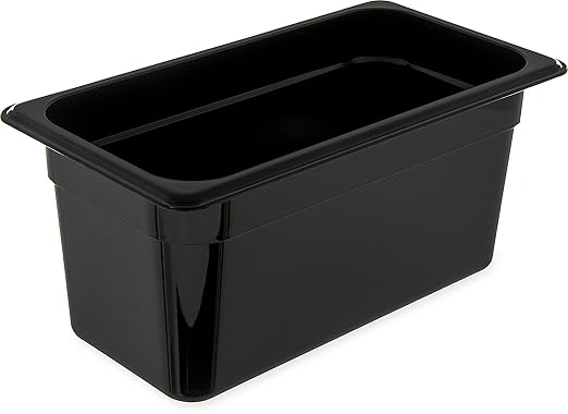 Carlisle FoodService Products Storplus Food Pan, Storage Container with Spoonable Corners for Catering, Buffets, Restaurants, Polycarbonate (Pc), 1/3 Size 6 Inches Deep, Black