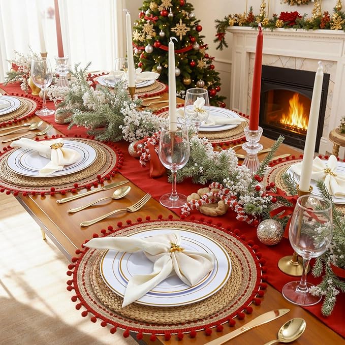 350 Pieces White and Gold Plastic Plates - 50 Guest Dinnerware Set Include 100 Plates, 50 Gold Plastic Silverware, 50 Paper Napkins and 50 Cups for Christmas Party,Wedding