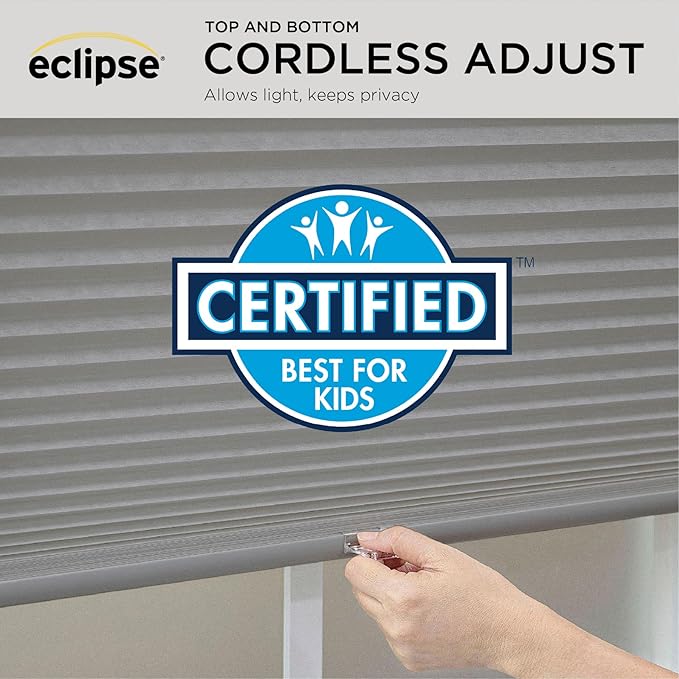 Eclipse Blackout Top Down Bottom Up Cellular Shades - Cordless Window Covering for Home or Office, Energy-Saving Light Filtering Shades, Easy Lift System - White, 33 W x 84 L