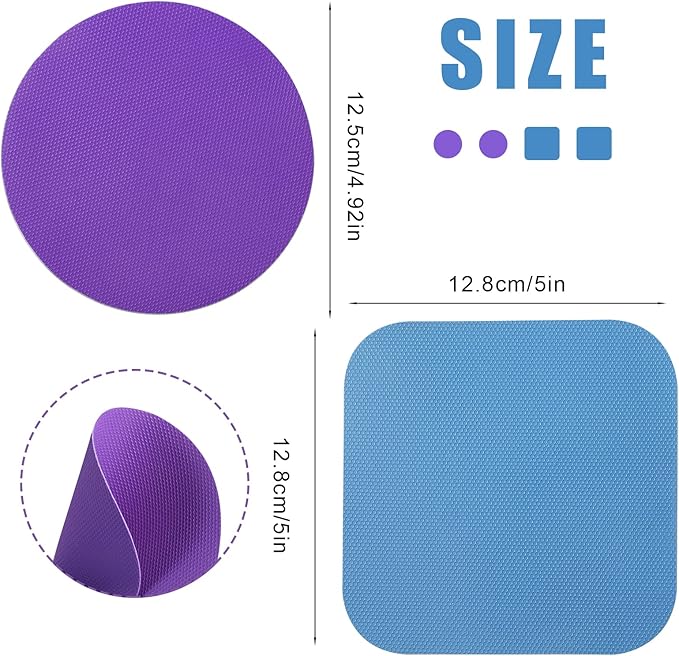 4pcs Jar Opener Gripper Pads, Rubber Jar Grippers Multi-function Jar Opener for Seniors with Weak Hands Coasters (Blue, Purple)