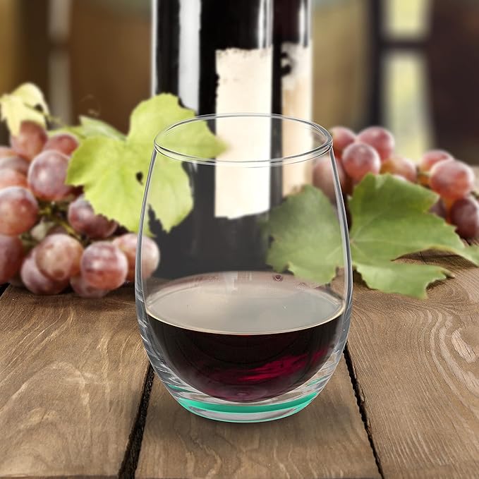 DISCOUNT PROMOS Stemless Wine Glasses by ARC 5.5 oz. Set of 12, Bulk Pack - Perfect for Hotel, Bar, Restaurant or Lounge - Green