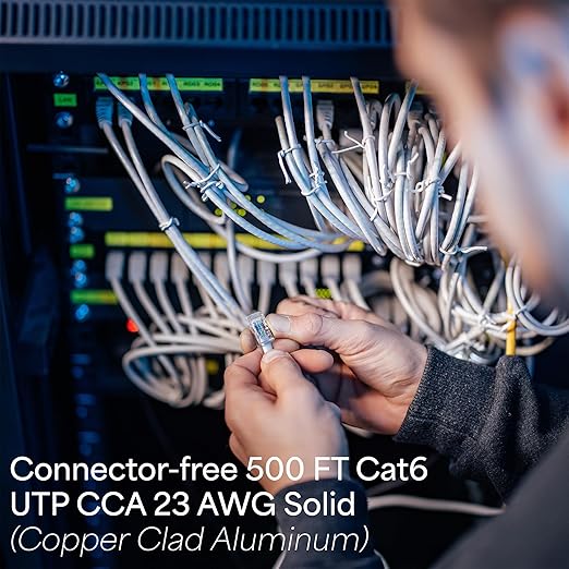VIVO 500ft Bulk Cat6 Wire, CCA Ethernet Cable, 23 AWG, UTP Pull Box, LAN Network, Gray, CABLE-V006