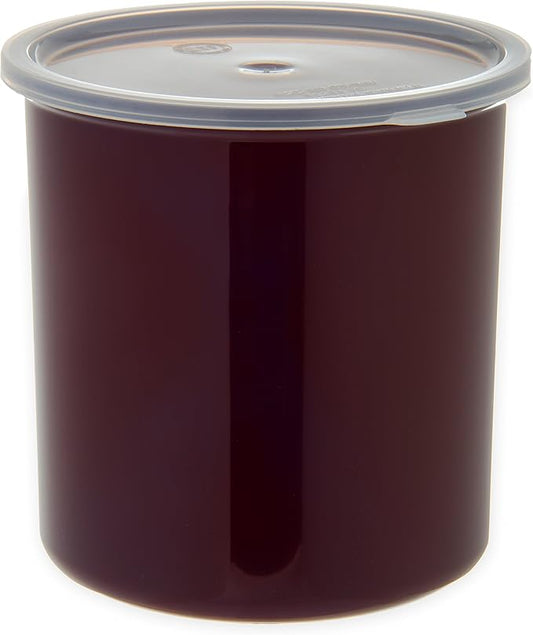 Carlisle FoodService Products Classic Round Storage Container Crock with Lid for Kitchen, Restaurants, Home, Plastic, 2.7 Quarts, Brown