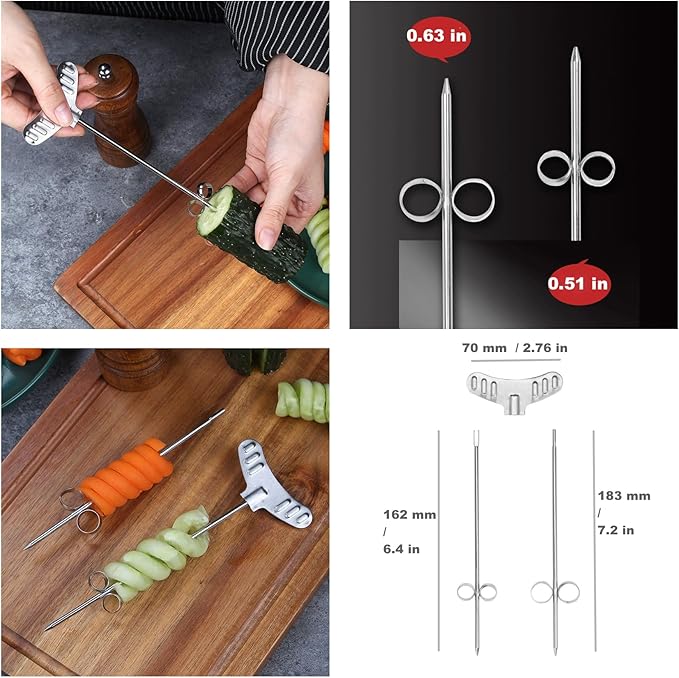 2pcs Spiral Slicer Radish Potato Spiral Cutter & 1pcs Round Molding Set,Vegetables Fruits Spiral Twist Knife Scroller, Stainless Steel Magic Scroller Graters, Peelers and Slicers