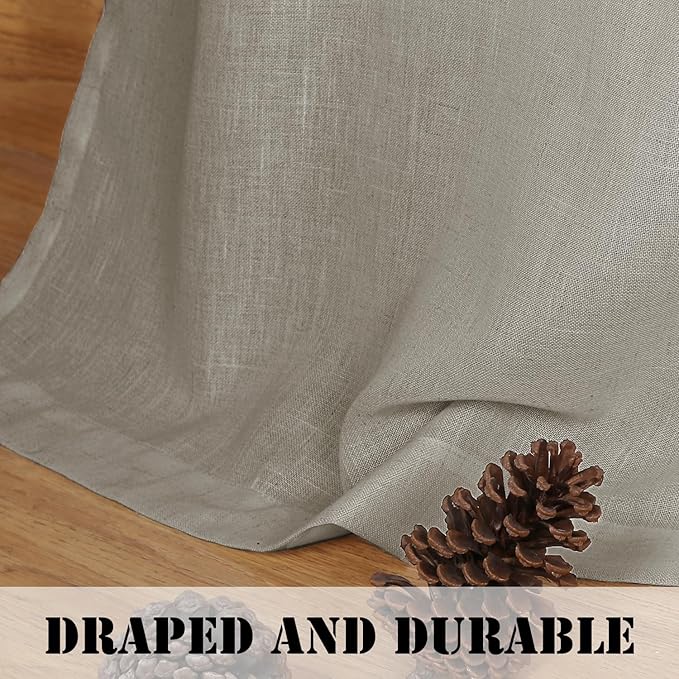 H.VERSAILTEX Linen Curtains Elegant Natural Linen Blended Curtains Energy Light Filtering/Rod Pocket Window Treatments Panels/Drapes for Living Room (Set of 2, Oatmeal, 52 inch W X 108 inch L)