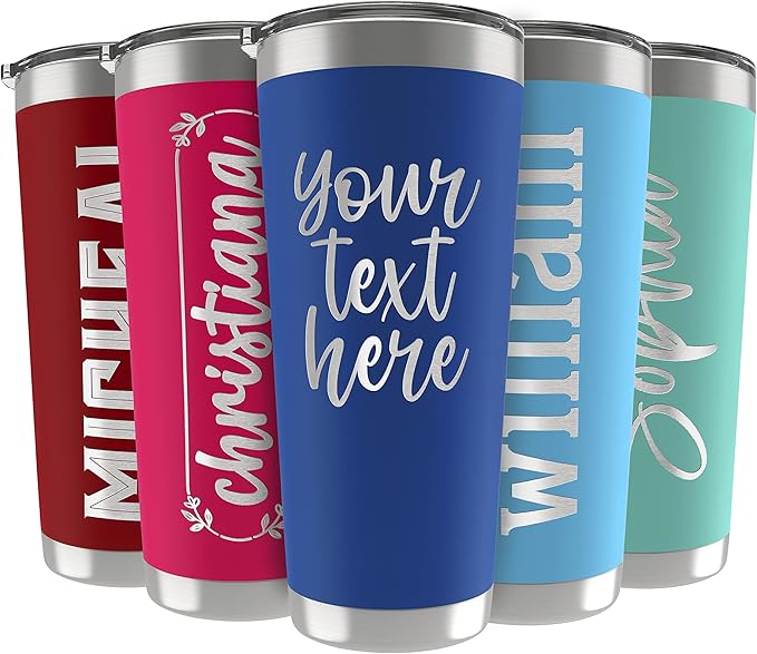 Updated, Personalized Tumblers, Stainless Steel 30 oz Tumbler w/Lid |13 Designs| Personalized Cups Double Walled Insulated Coffee Cup for Travel, Fitness | Hot & Cold Drink Use - Royal Blue