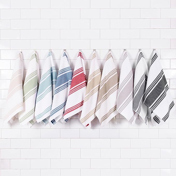 All-Clad Dual-Purpose Kitchen Towels: Highly Absorbent - 100% Cotton, 17"x30" Dish Towels for Cleaning & Drying Dishes & Glassware, 3-Pack, Titanium
