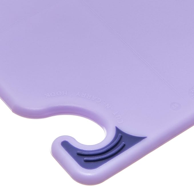 San Jamar Saf-T-Grip Plastic Cutting Board with Safety Hook, 6" x 9" x 0.375", Purple