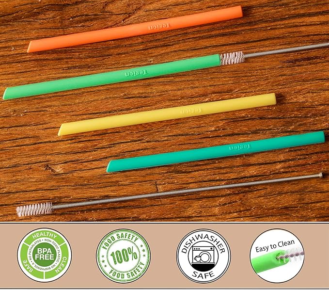 Short Reusable Silicone Straws for Kids Toddler Baby Drinking, Cocktail Glass, Wine Tumbler, Coffee Mugs, Take and Toss Straw Cup, Small Kids Cups, 8 OZ Mason Jar-BPA Free Flexible 5.5" 14 Pack