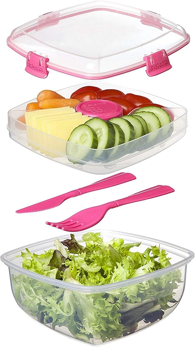 4/Pack Sistema Klip It Salad To Go Container Freezer 4.5 Cup Assorted Colors