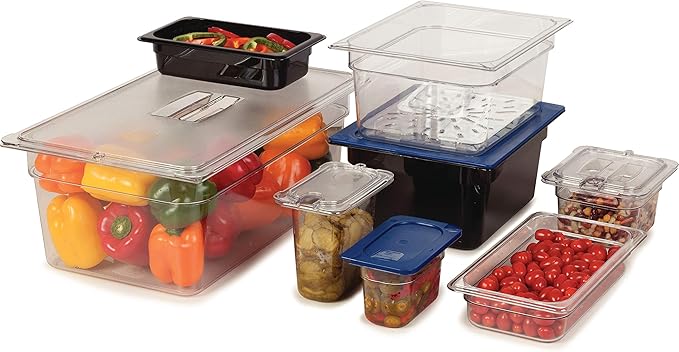 Carlisle FoodService Products Storplus Food Storage Container Food Pan, Chafing Pan for Catering, Buffets, Restaurants, Polycarbonate (Pc), 1/9 Size 6 Inches Deep, Clear, (Pack of 6)