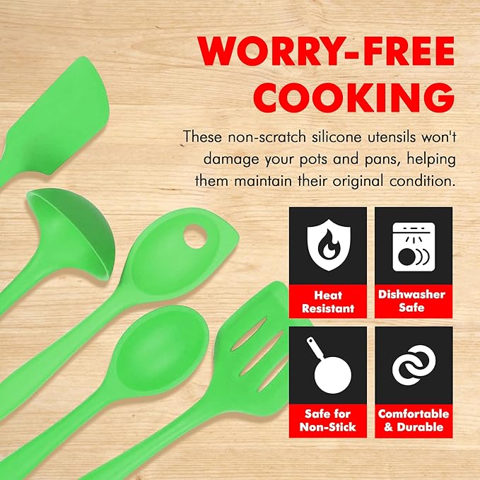 Chef Craft Premium Silicone Kitchen Tool and Utensil Set, 5 Piece, Green