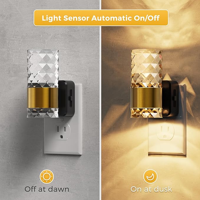 L LOHAS LED Night Light, Modern Night Lights Plug into Wall, 3000K Soft Warm 0-100LM Adjustable Night Lights,Automatic Nightlights Plug in with Dusk to Dawn Sensor for Rooms Bathroom Hallway Decor