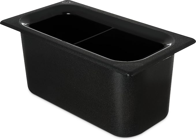 Carlisle FoodService Products CM110303 Coldmaster ABS Third-Size Divided Food Pan, 3.40 qt. Capacity, 12.68" x 6.89" x 6.01", Black