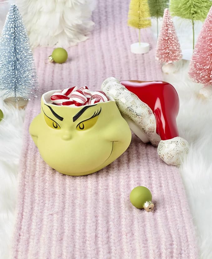 Lenox 896338 Merry Grinchmas Covered Candy Jar, Christmas & Holiday Decor