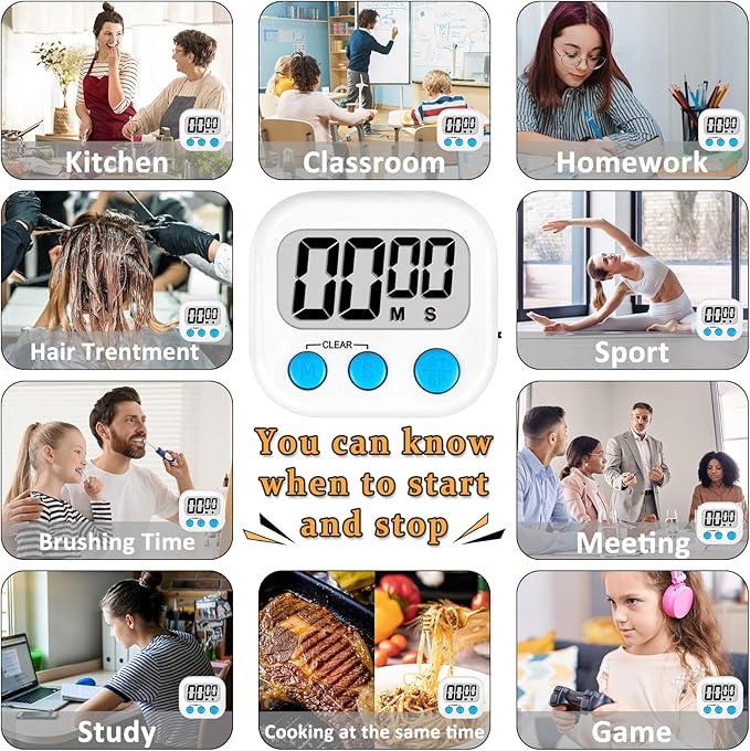 ZILLEEN Classroom Timers for Kids Classroom Magnetic Digital Kitchen Timers for Cooking Teachers Gym Game 6 Pcs