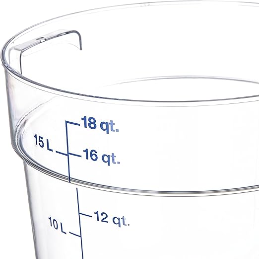 Carlisle FoodService Products Storplus Round Food Storage Container with Stackable Design for Catering, Buffets, Restaurants, Polycarbonate (Pc), 18 Quart, Clear, (Pack of 6)