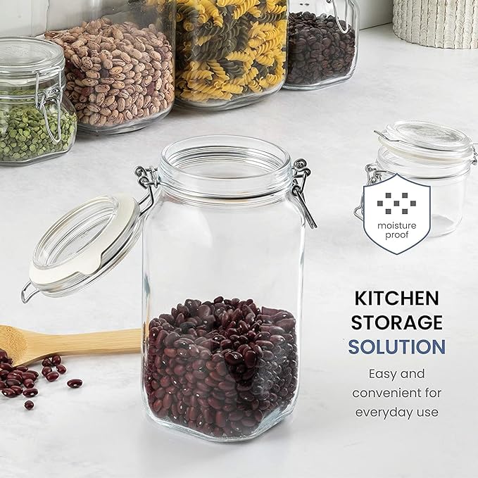 Bormioli Rocco Fido Glass Jars (17.5 Oz, 33.75 Oz & 25.25 Oz) - Airtight Storage Containers - Ideal for Pantry Storage, Gifting, Canning & Kitchen Organization, Made in Italy (Set of 3)