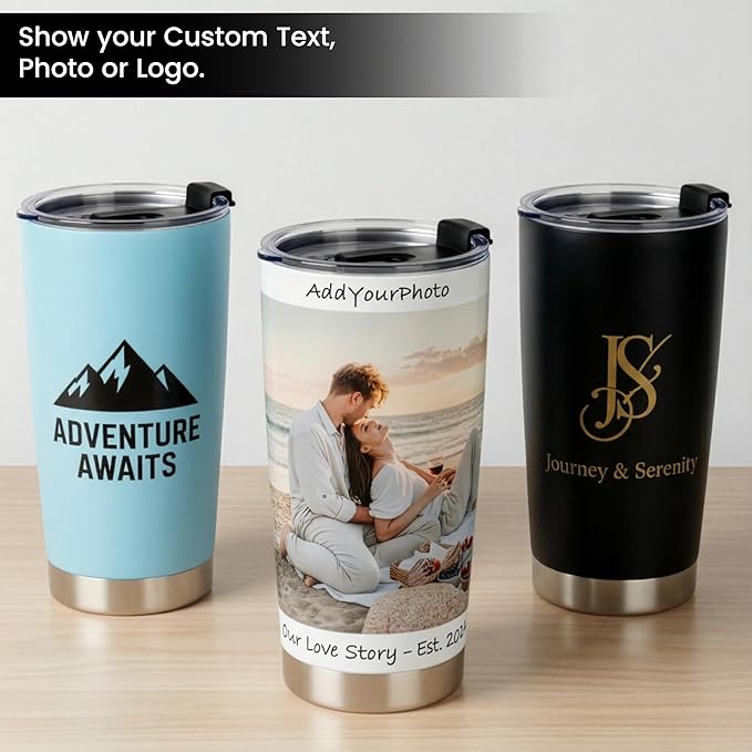 Personalized Tumbler With Names Custom Coffee Tumbler Custom Cups Customized Cup Photo Mugs Personalized Picture Customizable Create Your Own Tumblers Gifts For Travel