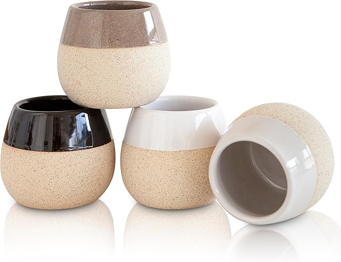 Ceramic Espresso Cups Set of 4, 4.5oz capacity - Small Modern Coffee Cups - Dishwasher Safe Cortado Macchiato Coffee Mugs for Nespresso Machine - Demitasse Cups - Espresso Accessories - Expresso Cup