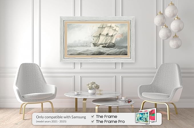 Contemporary Silver 55" Premiere Deco TV Frame - Compatible ONLY with Samsung The Frame TVs (Fits 2021-2025, LS03A, LS03B, LS03C, LS03D, LS03FA)