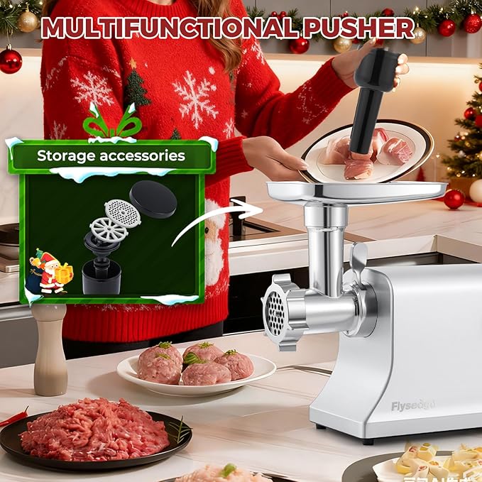 Electric Meat Grinder 3200w Commercial Heavy Duty Metal Gearbox Meat Grinder and Sausage Stuffers, Kubbe Kit for Household Use & Commercial