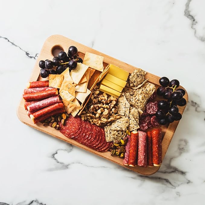 John Boos Prestige Series Rectangular Wooden Maple Cutting Board 18”x12” – 1.25” Thick, 8-lb Reversible Butcher Block with Juice Groove, Edge-Grain & Finger Grip Hole – Made in the USA