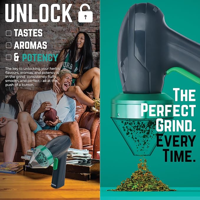 Mamba Monster 3.5g USB Electric Herb Grinder. Large Capacity Portable Metal Herbal Machine & Spice Mill for the Kitchen (Green)