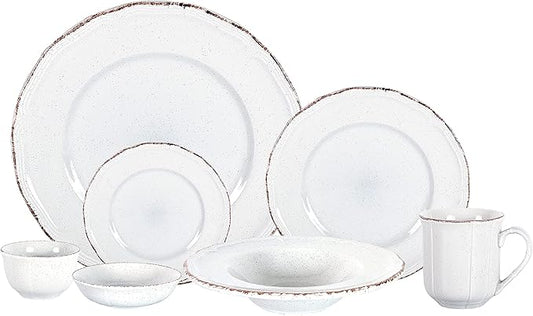 56pc Dinnerware Set, Plate and Bowl Set, Stoneware Dishes Set for 8, Microwave and Dishwahser Safe, Scratch Resistant, French Countryside Speckled Antique Grey