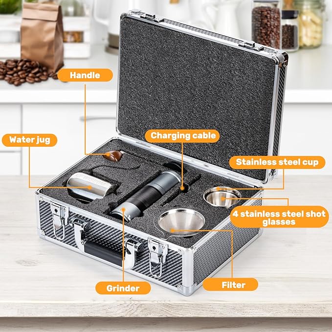 Portable Electric Coffee Grinder Dual-mode electric and manual grinding Features 7-level precision grind settings Adjustable coffee bean grinder Ideal for travel, camping, office, and home use