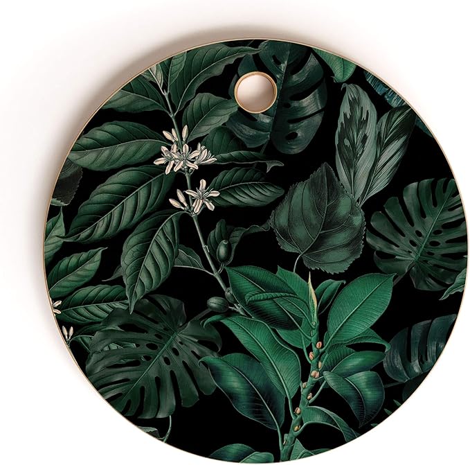 Society6 Bamboo Cutting Board- Kitchen Decor by Burcu Korkmazyurek - Unique Cutting Boards for Kitchen, 11.5" x 11.5" x 0.5", Tropical Garden
