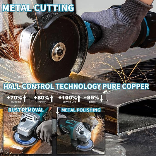 20V Cordless Angle Grinder, 4" and 4-1/2" Electric Angle Grinder Kit, 8500RPM Power Grinder Brushless Motor for Cutting/Sharpening/Removing Rust -JOVANT (2 Batteries)