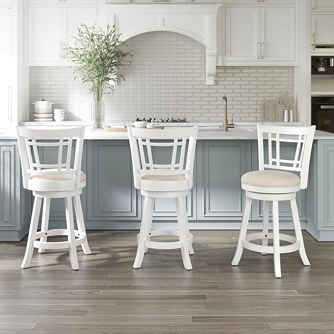Hillsdale Fairfox 24.5" Wood Swivel Counter Height Stool, White