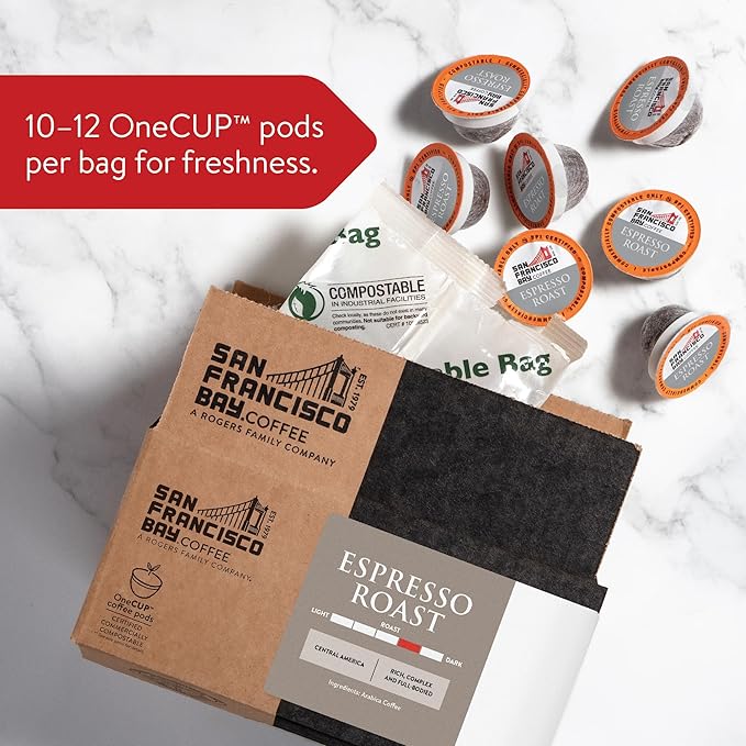 San Francisco Bay Compostable Coffee Pods - Espresso Roast (120 Ct) K Cup Compatible including Keurig 2.0, Dark Roast