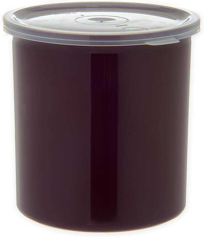 Carlisle FoodService Products Classic Round Storage Container Crock with Lid for Kitchen, Restaurants, Home, Plastic, 1.2 Quarts, Brown, (Pack of 12)
