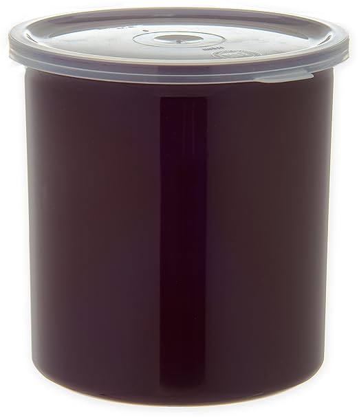 Carlisle FoodService Products Classic Round Storage Container Crock with Lid for Kitchen, Restaurants, Home, Plastic, 1.2 Quarts, Brown