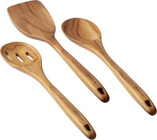 Anolon Teak Wood Tools 13-Inch Tool Set, 3-Piece