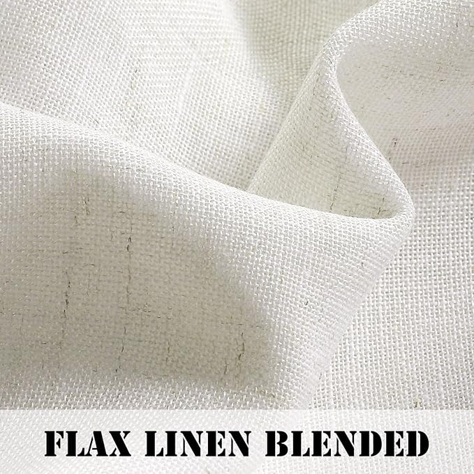H.VERSAILTEX Natural Linen Curtains 108 Inches Long for Living Room 2 Panels Rod Pocket Draperies Soft Cotton Textured Semi Sheer Linen Curtains for Large Window Vertical 9 FT Tall, Heathered Natural