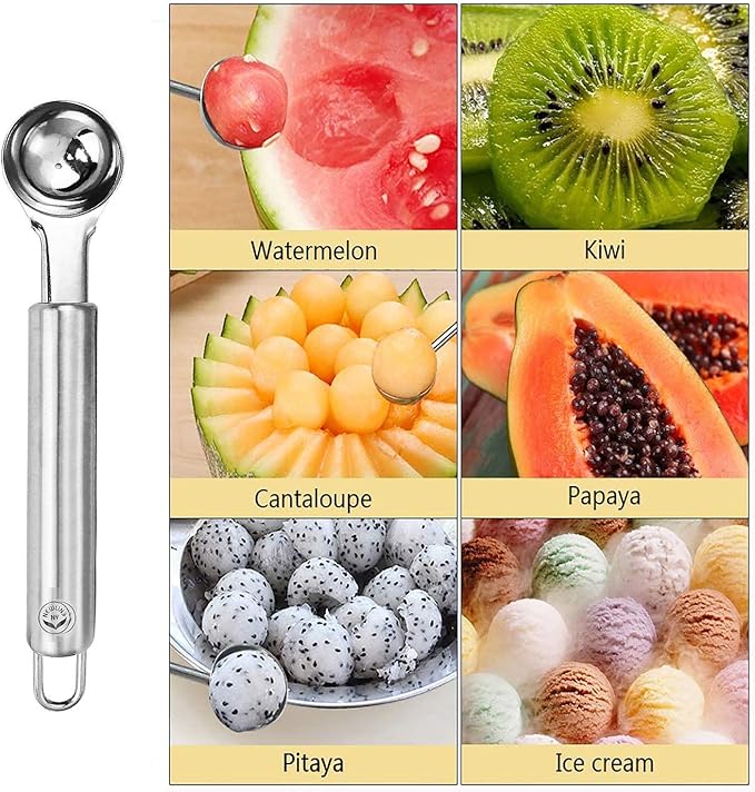 NewlineNY Stainless Steel Kitchen Tools: Zester Grater with Channel Knife, Apple Cupcake Corer, Fruit and Melon Scooper, Fruit & Veggie cutting knife, 4 Pcs Set