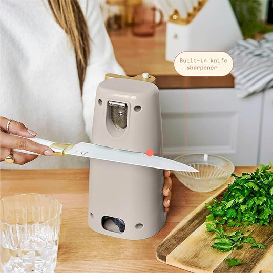 Beautiful Automatic Can Opener Kit, Hands-Free Electric Opener with Safety Auto-Stop & Magnetic Lid Catcher, Special Edition(Porcini)