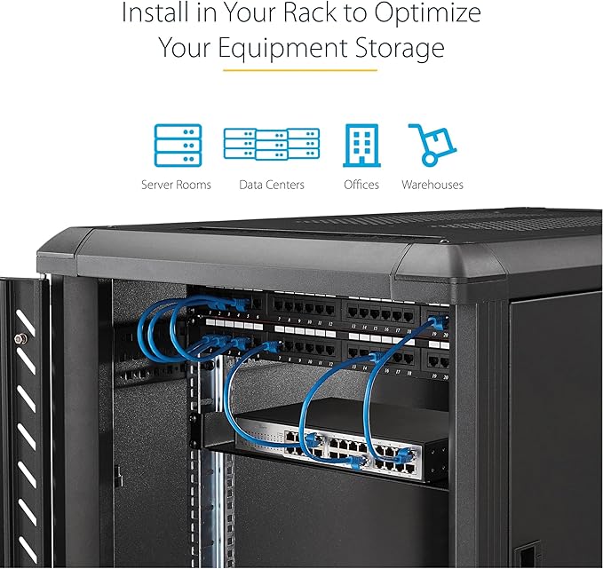 StarTech.com 2U Server Rack Shelf - Universal Rack Mount Cantilever Shelf for 19" Network Equipment Rack & Cabinet - Heavy Duty Steel – Weight Capacity 50lb/23kg - 22" Deep Tray, Black, TAA