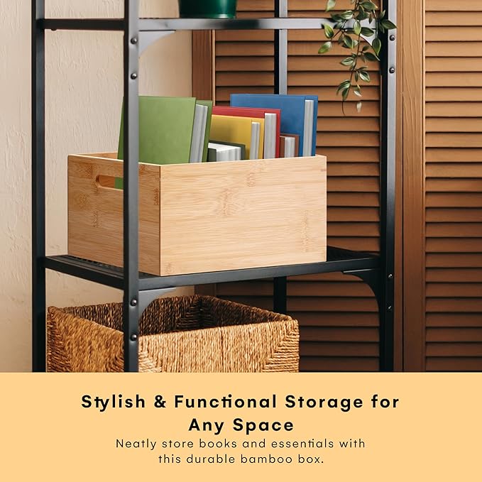 Prosumer's Choice Bamboo Storage Box - Wood Crate - Bamboo Box Storage for Kitchen, Living Room, Office - Arts & Crafts Container Caddy Basket - Home Decor & Organization Accessories 14"L x 11"W x 6"H