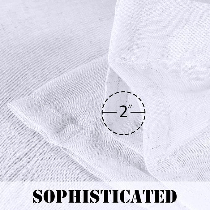 Linen Curtains Elegant Natural Linen Blended Curtains Energy Efficient Light Filtering / Rod Pocket Window Treatments Panels / Drapes for Livingroom (Set of 2, White, 52 Inch x 108 Inch )