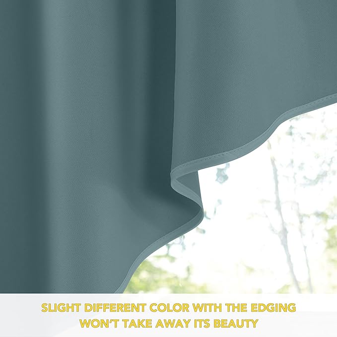 NICETOWN Blackout Curtains for Living Room, Thermal Insulated Swag Curtains for Bedroom Kitchen Window Country Short Window Covering for Office Bay Window, 1 Pair, 36" x 63" x 18", Greyish Blue