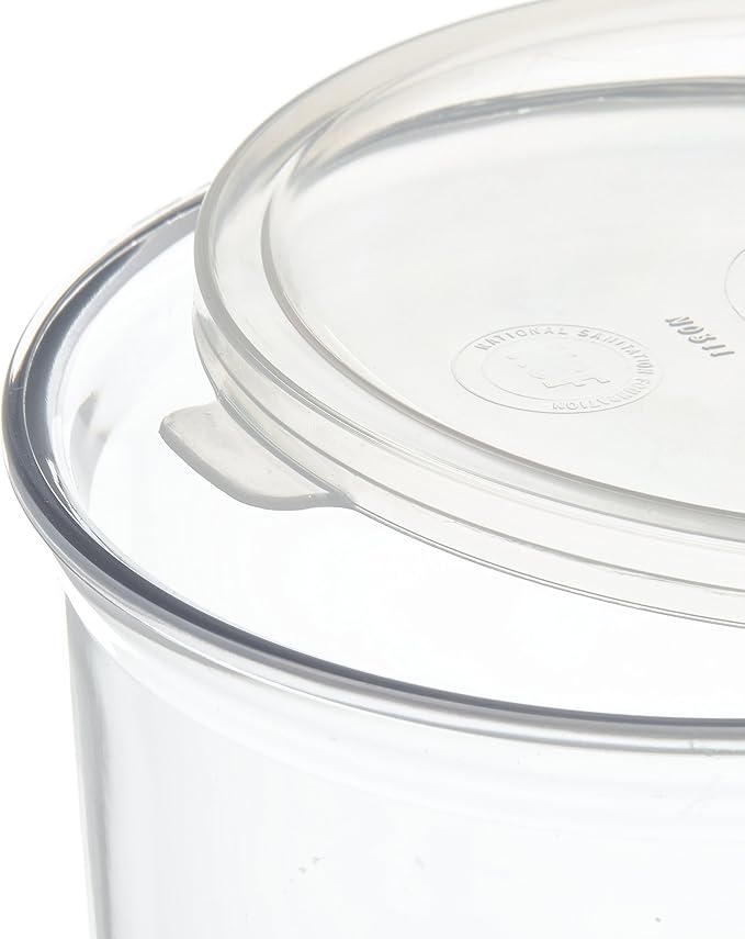 Carlisle FoodService Products Classic Round Storage Container Crock with Lid for Kitchen, Restaurants, Home, Plastic, 1.2 Quarts, Clear, (Pack of 12)