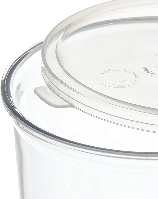 Carlisle FoodService Products Classic Round Storage Container Crock with Lid for Kitchen, Restaurants, Home, Plastic, 1.2 Quarts, Clear