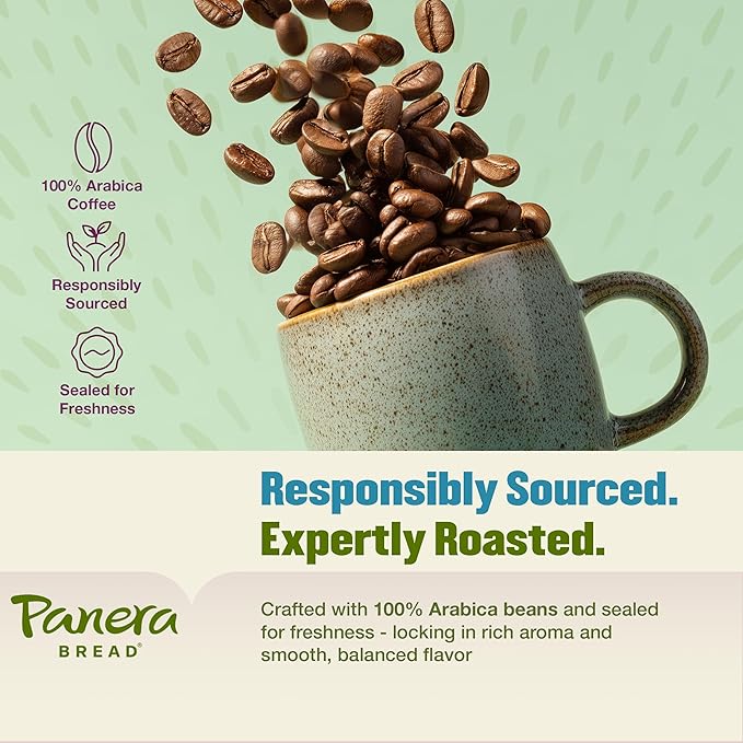 Panera Bread Madagascar Vanilla Light Roast Coffee Pods, 100% Arabica, Natural Flavor, Keurig Compatible Cups, No Artificial Ingredients, 60 Single Serve Pods (6 Packs of 10)