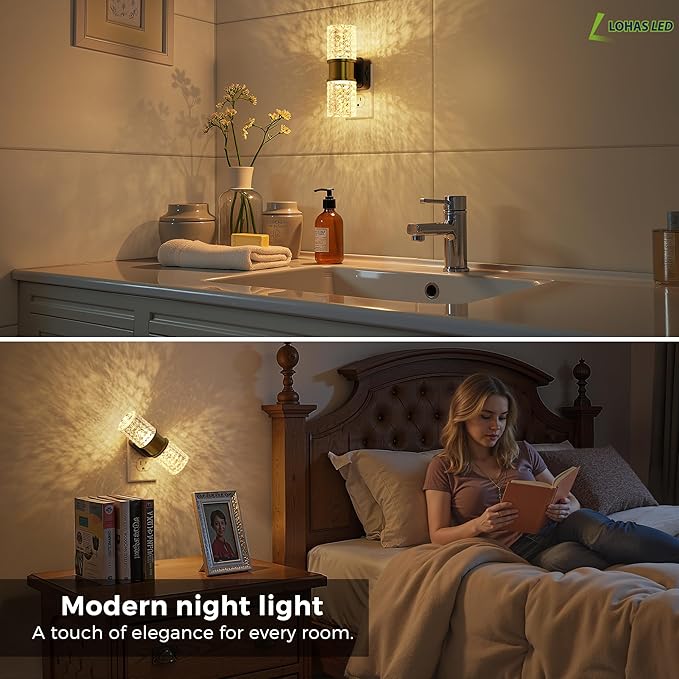 L LOHAS LED Night Light, Dimmable Night Lights Plug into Wall, 0-100LM Adjustable Brightness LED Night Light,Automatic Night Lights Plug in with Auto Light Sensor, for Bedroom Hallway Home Decor