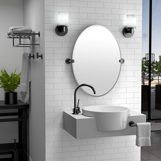 Gatco 1481MX Latitude II Round Toilet Brush and Holder, Matte Black