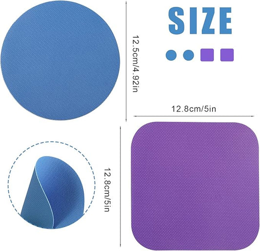4pcs Jar Opener Gripper Pads, Rubber Jar Grippers Multi-function Jar Opener for Seniors with Weak Hands Kitchen Coasters (Blue, Purple)
